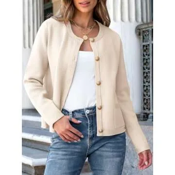 ANRABESS Women Striped Cardigan Sweaters Button Down Cropped Knit Lady Jackets Coat 2025 Fall Outfits Spring Trendy Clothes Apricot Small