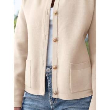 ANRABESS Women Striped Cardigan Sweaters Button Down Cropped Knit Lady Jackets Coat 2025 Fall Outfits Spring Trendy Clothes Apricot Small