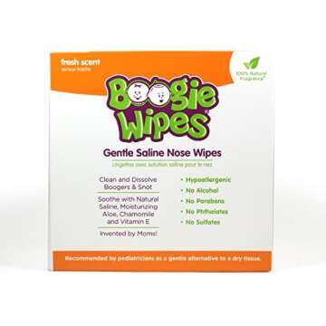 Boogie Saline Nose Wipes for Gentle Baby Relief