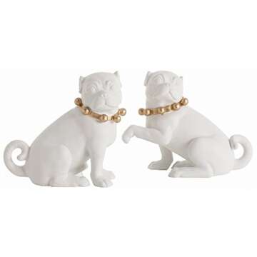Arteriors Altus Home Décor Porcelain Pugs, Set of 2