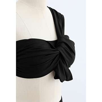 CHICWISH Women's Black Sweet Knot One-Shoulder Bikini Set Swimsuit