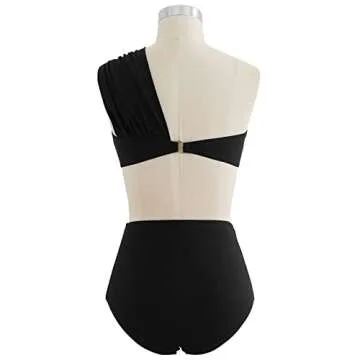 CHICWISH Women's Black Sweet Knot One-Shoulder Bikini Set Swimsuit