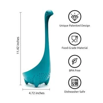 OTOTO Mamma Nessie Colander Spoon & Fun Guy Fridge Deodorizer - Vegetable & Fruit Kitchen Strainer - Cooking Gadgets Pasta & Noodle Strainers for Kitchen - Small Kitchen Strainer - Dishwasher Safe
