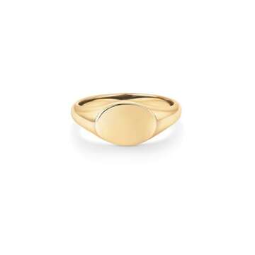 PAVOI 14K Gold Plated Pinky Signet Ring for Women