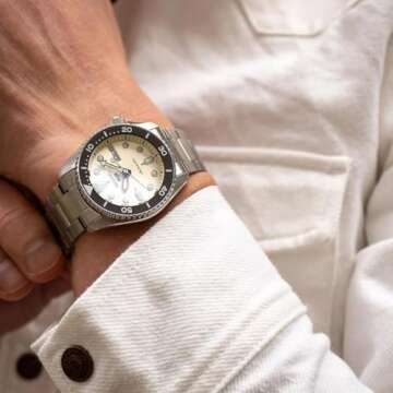 SEIKO Quadrante monocromatico 5 Sport skx automatico midi (38 mm) / Acciaio inossidabile SRPK31K1, Cream/Grey, Sport