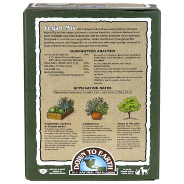 Down to Earth Vegan Fertilizer Mix - Organic 3-2-2 - 5 lb
