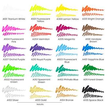 ARTEZA Acrylic Paint Markers, Set of 20 Acrylic Paint Pens in Assorted Colors, Art Markers for Glass, Pottery, Ceramic, Plastic, Rocks, and Canvas
