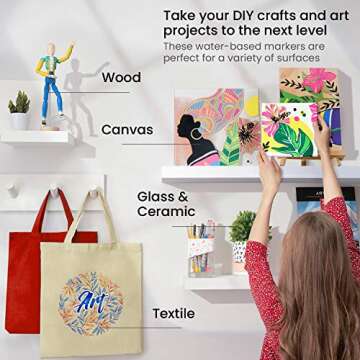 ARTEZA Acrylic Paint Markers, Set of 20 Acrylic Paint Pens in Assorted Colors, Art Markers for Glass, Pottery, Ceramic, Plastic, Rocks, and Canvas