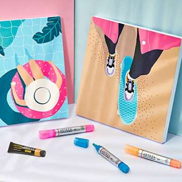 ARTEZA Acrylic Paint Markers, Set of 20 Acrylic Paint Pens in Assorted Colors, Art Markers for Glass, Pottery, Ceramic, Plastic, Rocks, and Canvas