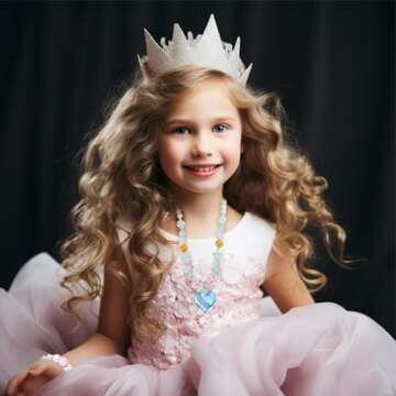 PinkSheep Beads Necklace and Bracelet for Kids, 3 Sets, Little Girls Jewelry Necklace and Bracelet with Heart Pendant, Dress Up Pretend Play Party Favor