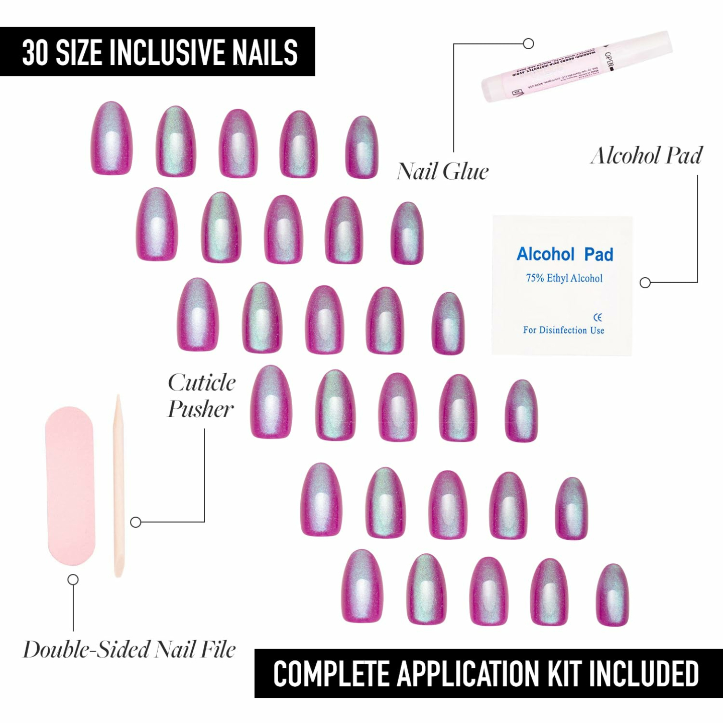 Glamnetic Berry Fizz Press On Nails - Magenta