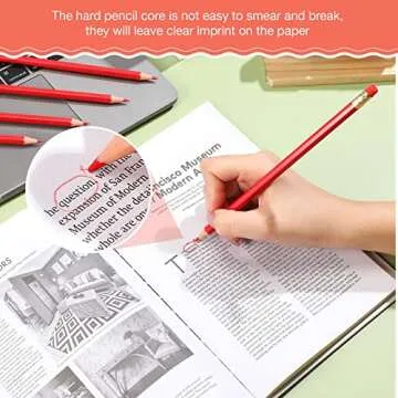 Chinco 48 Pieces Red Pencils with Eraser Pre Sharpened Red Checking Correcting Pencils Erasable 2 HB Grading for Checking Tests Grading Map Coloring Editing Office Favors