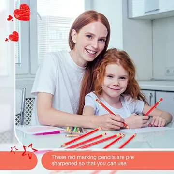 Chinco 48 Pieces Red Pencils with Eraser Pre Sharpened Red Checking Correcting Pencils Erasable 2 HB Grading for Checking Tests Grading Map Coloring Editing Office Favors