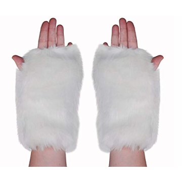 Newfancy Women's Furry Fingerless Mittens for Winter