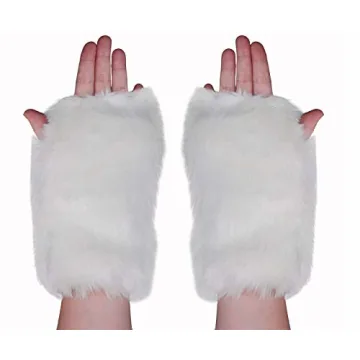 Newfancy Women's Furry Fingerless Mittens for Winter
