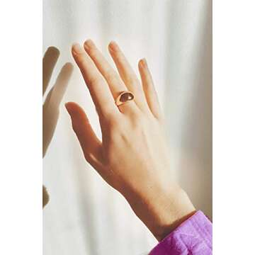 ESMATOO Gold Chunky Dome Rings 18k Gold Plated Thick Gold Rings (Size 8)