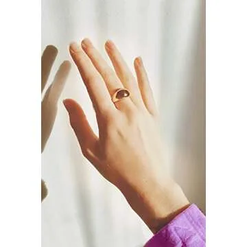 ESMATOO Gold Chunky Dome Rings 18k Gold Plated Thick Gold Rings (Size 8)