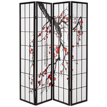 Elegant Japanese 4-Panel Room Divider for Privacy