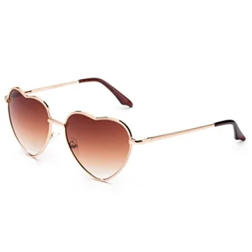 Retro Heart Design Aviator Sunglasses with UV Protection