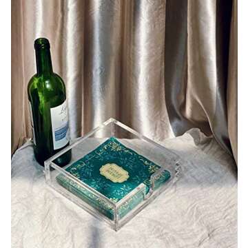 IEEK Acrylic Cocktail Paper Napkin Holder,Decorative Clear Cocktail Napkin Caddy Beverage Napkin holder,Pack of 1