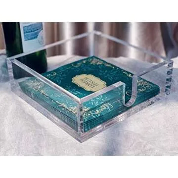 IEEK Acrylic Cocktail Paper Napkin Holder,Decorative Clear Cocktail Napkin Caddy Beverage Napkin holder,Pack of 1