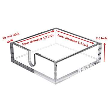 IEEK Acrylic Cocktail Paper Napkin Holder,Decorative Clear Cocktail Napkin Caddy Beverage Napkin holder,Pack of 1