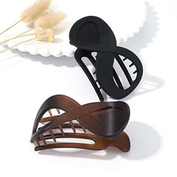 Brinie French Concord Hair Clips - Stylish Acrylic Banana Clips for All Hair Types (Pack of 2)