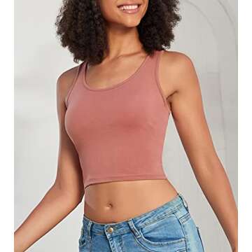 Porvike Sports Women's Crop Tank Tops 3-Pack - Athletic Yoga, Racerback, Cotton Workout Shirts Blue/Grey/Red S