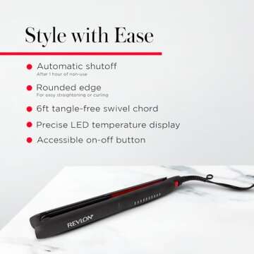 REVLON SmoothStay Coconut Oil Infused Hair Straightener - Flat Iron Hair Straightener for Sleek Straight Hairstyles, Enhanced Shine and Moisture (1 in)
