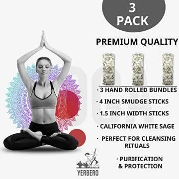 Yerbero 3 White Sage Rolls for Cleansing & Meditation