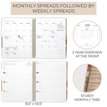 Beautiful 2023-2024 Academic Planner - A 8.5" x 10.5" Daily Planner for Women or Men with Weekly & Monthly Spreads For The 23-24 School Year - Runs From June 2023 - July 2024