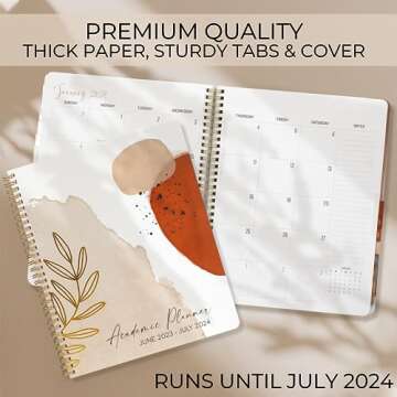 Beautiful 2023-2024 Academic Planner - A 8.5" x 10.5" Daily Planner for Women or Men with Weekly & Monthly Spreads For The 23-24 School Year - Runs From June 2023 - July 2024