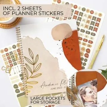 Beautiful 2023-2024 Academic Planner - A 8.5" x 10.5" Daily Planner for Women or Men with Weekly & Monthly Spreads For The 23-24 School Year - Runs From June 2023 - July 2024