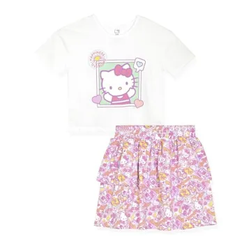 Charming Hello Kitty Girls 2-Piece T-Shirt and Skirt Set for Ages 3T