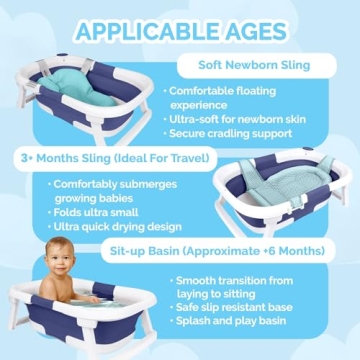 BEBELEH Collapsible Baby Bathtub for Newborns & Toddlers