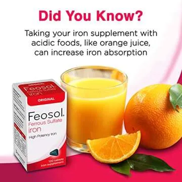 Feosol Original Iron Supplement Tablets, Non-heme, 325mg Ferrous Sulfate (65mg Elemental Iron) per Iron Pill, 1 Per Day, 120ct, 4 Month Supply, for Energy and Immune System Support, Made in USA
