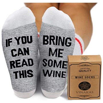 Wine Socks for Women Funny - Funny Saying Socks - If you can read this bring me wine socks. Wine related gifts. Great Valentine's Day Gifts for Women and Wine Lover Gifts Valentines Socks