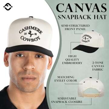 Funky Junque Two Tone Vintage Snapback Hat - Cashmere Cowboy - Beige/Black