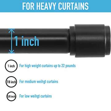 Rose Home Fashion 1 Inch Curtain Rods with Cap Finials - Versatile and Stylish Window Treatment