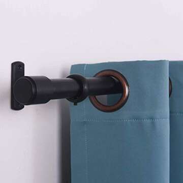 Rose Home Fashion 1 Inch Adjustable Curtain Rods - Black