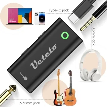 Ueteto Audio Interface for Guitar, Portable Internal Recording Sound Card for Live Streaming for Iphone, Ipad and Android smartphones and tablets, No Driver Needed