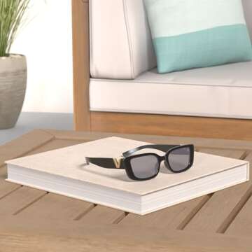 Allarallvr Rectangle Cat Eye Thin Sunglasses - Chic 90s Retro Shades for Trendy Women