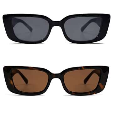 Allarallvr Rectangle Cat Eye Sunglasses - Stylish UV Protection