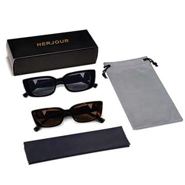 Allarallvr Rectangle Cat Eye Sunglasses - Stylish UV Protection