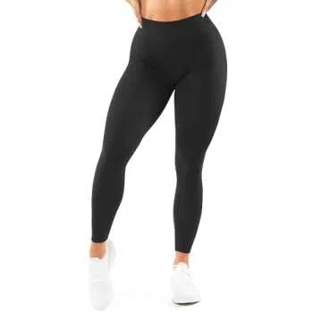 High Waisted Leggings for Women - No Front Seam Tummy Control Yoga Pants for Workout Running Seamless No See Through Black