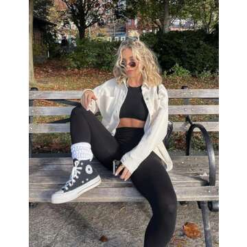 High Waisted Leggings for Women - No Front Seam Tummy Control Yoga Pants for Workout Running Seamless No See Through Black