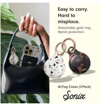Sonix Cases for Apple AirTags with Keychain (Brown Tort, Confetti Terrazzo) 2-Pack