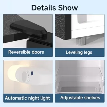 BANGSON 7.1 Cu.Ft Apartment Size Refrigerator with Freezer, Kitchen Fridge with Bottom Freezer, 2 Doors, 5 Settings Temperature Adjustable, Black