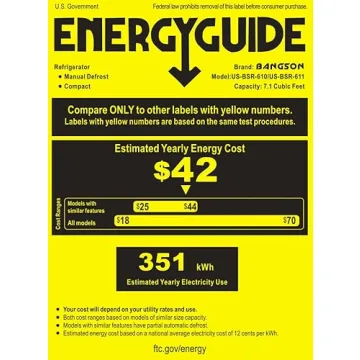 BANGSON 7.1 Cu.Ft Apartment Size Refrigerator with Freezer, Kitchen Fridge with Bottom Freezer, 2 Doors, 5 Settings Temperature Adjustable, Black