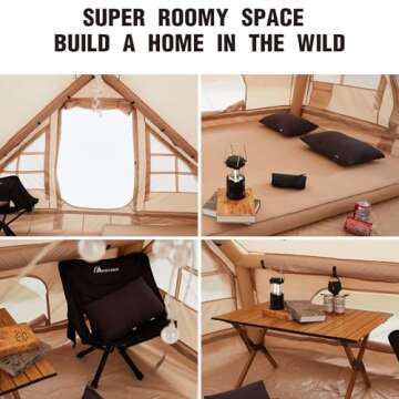 Moon Lence Glamping Winter Inflatable Camping Tent for 4-6 Person, All-Season Waterproof/Windproof S...